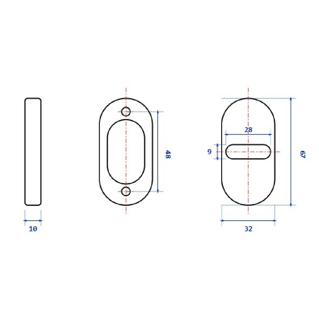 Bocallave Oval Universal Horizontal Negro
