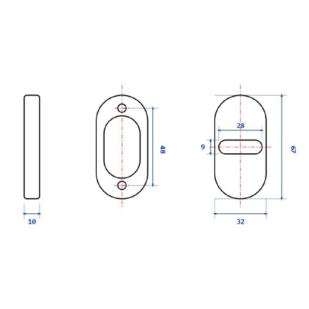 Bocallave Oval Universal Horizontal Negro