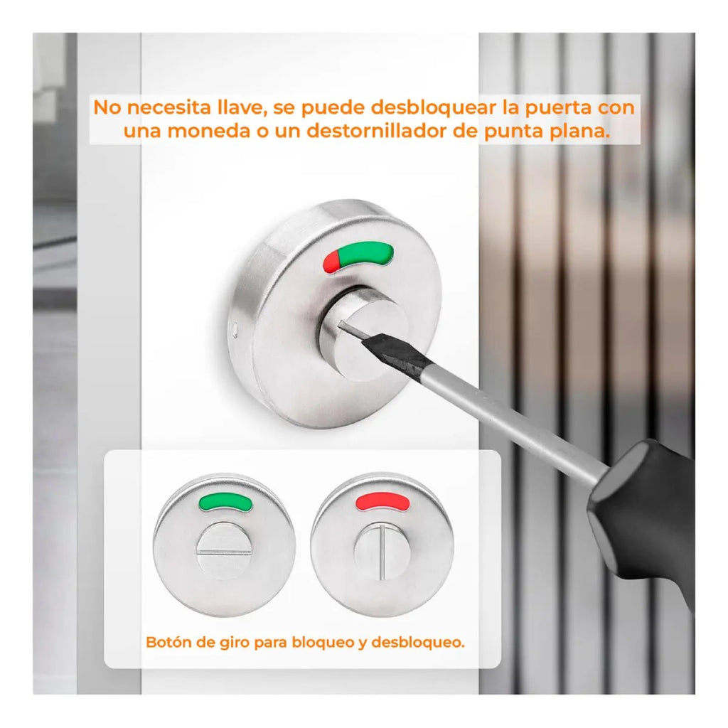 Pomo Baño Con Indicador Acero Inoxidable