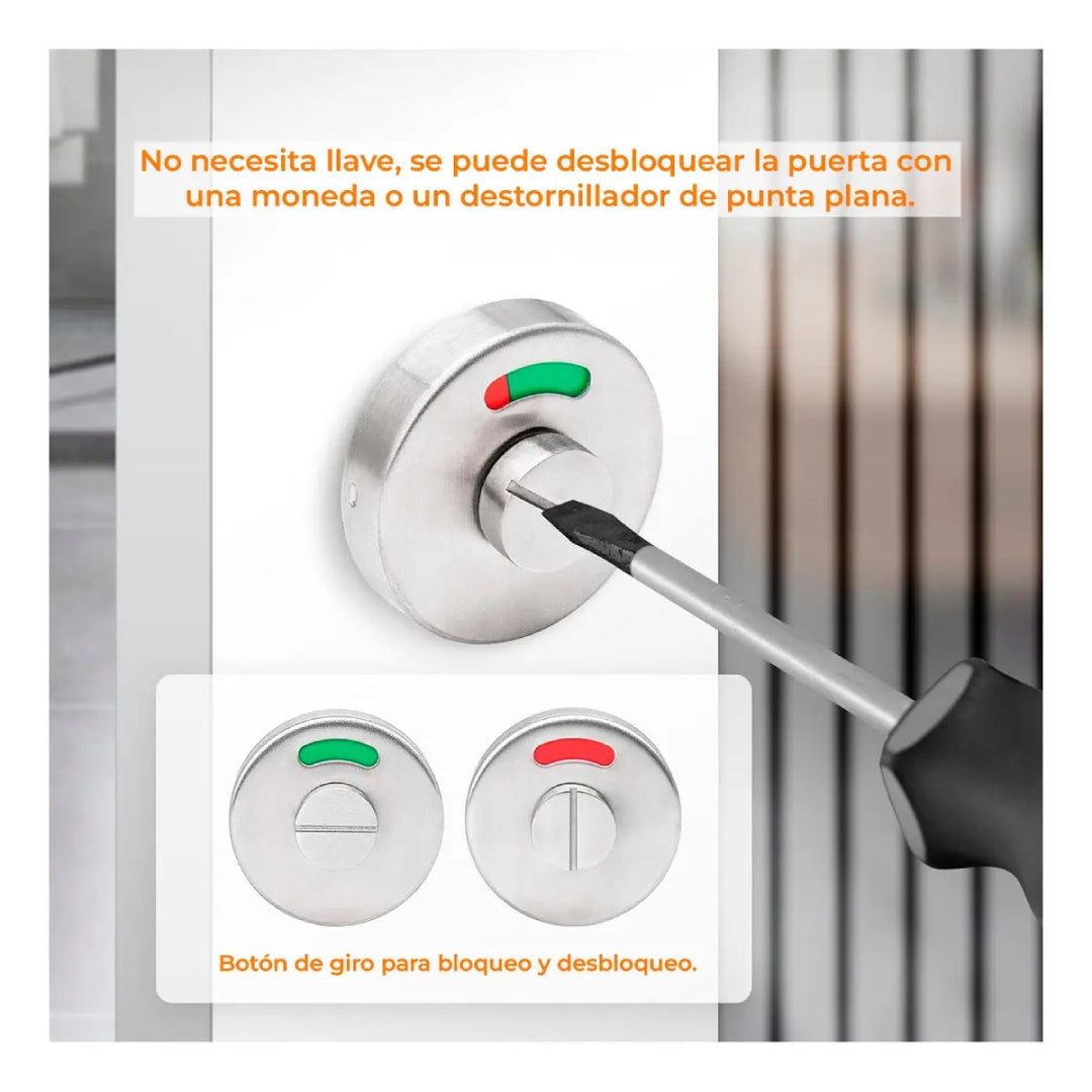 Pomo Baño Con Indicador Acero Inoxidable